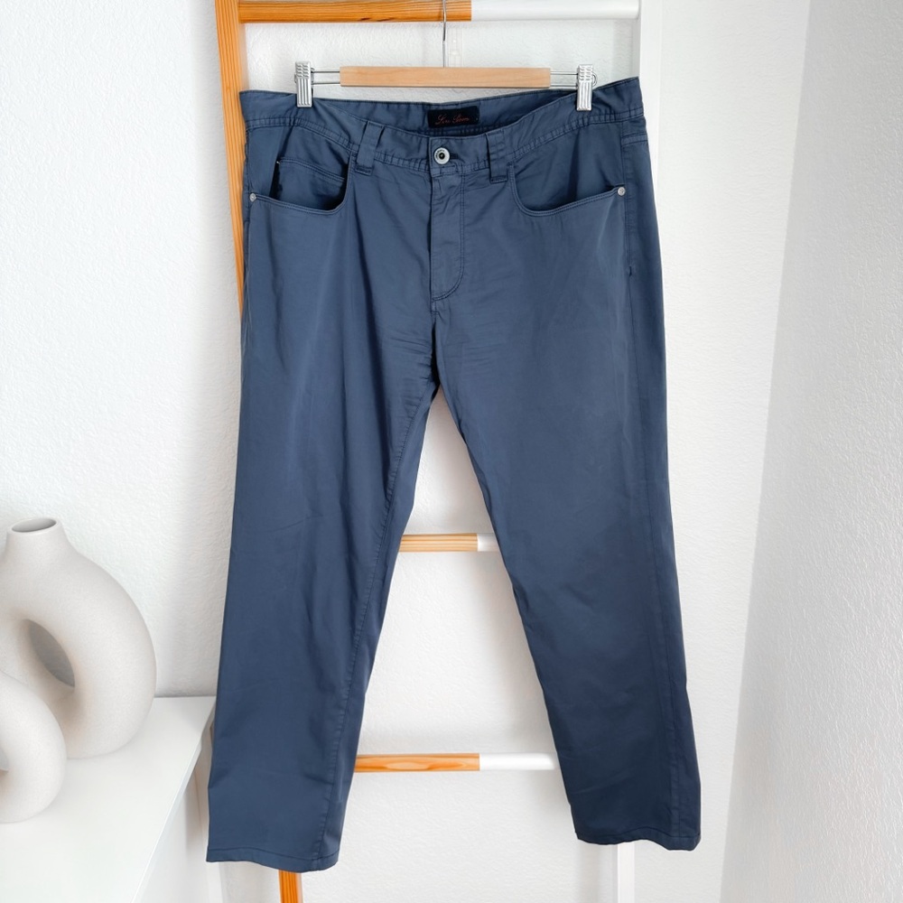 Loro Piana Khaki chino Pants Blue Straight Leg Casual Back Pockets